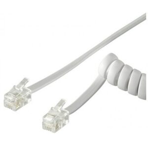 Cavo Spiralato per cornetta Telefonica Rj4/Rj4 Bianco - immagine 1