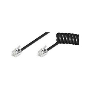 Cavo Spiralato per cornetta Telefonica Rj4/Rj4 Nero - immagine 1